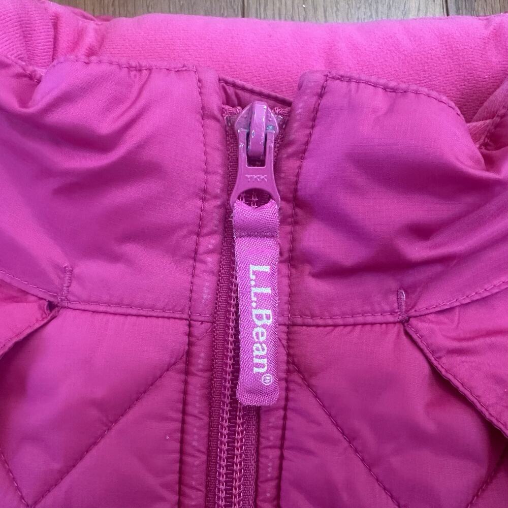 L.L. Bean Jacket Girls 10/12 Pink Lined Thinsulate Snow Hooded Zip Ski‎ Pocket - Picture 3 of 10